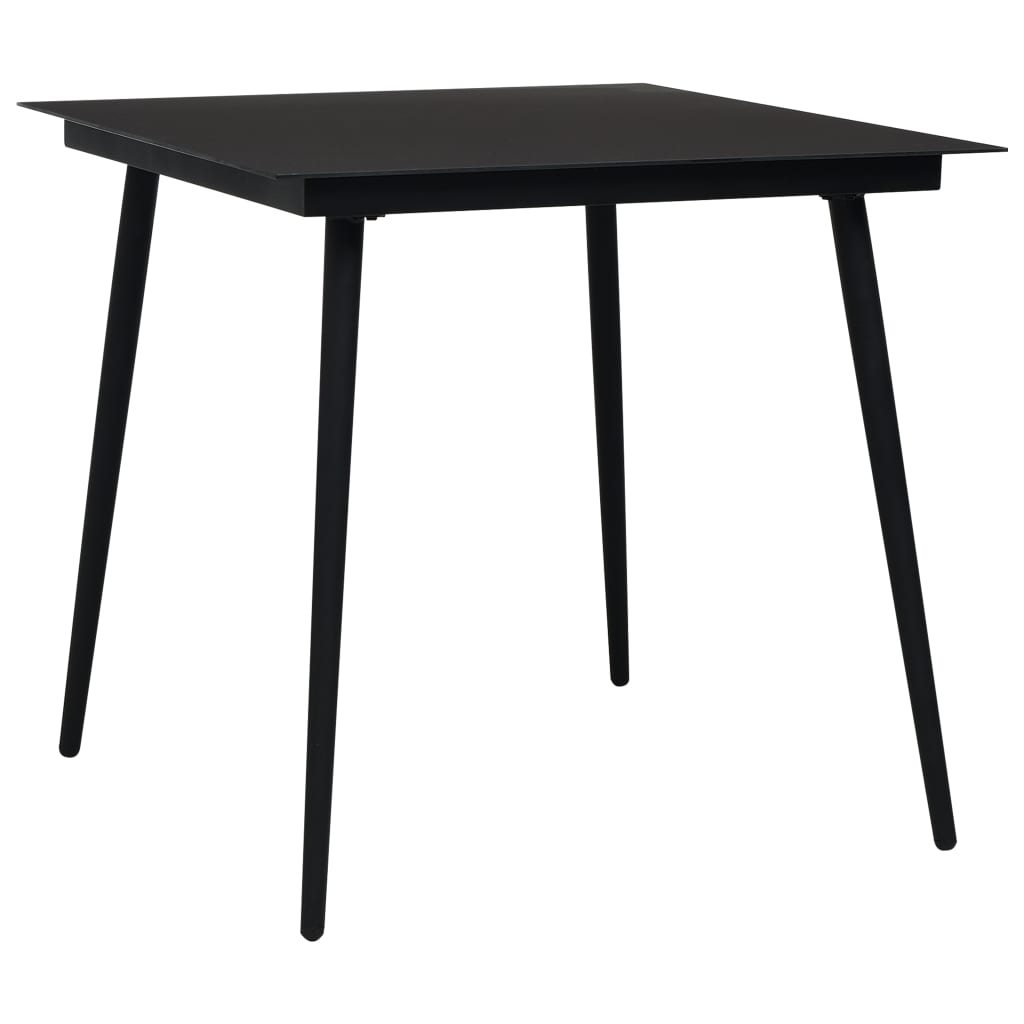 vidaXL Patio Outdoor Dining Table with Glass Top Porch Garden Furniture Steel-1