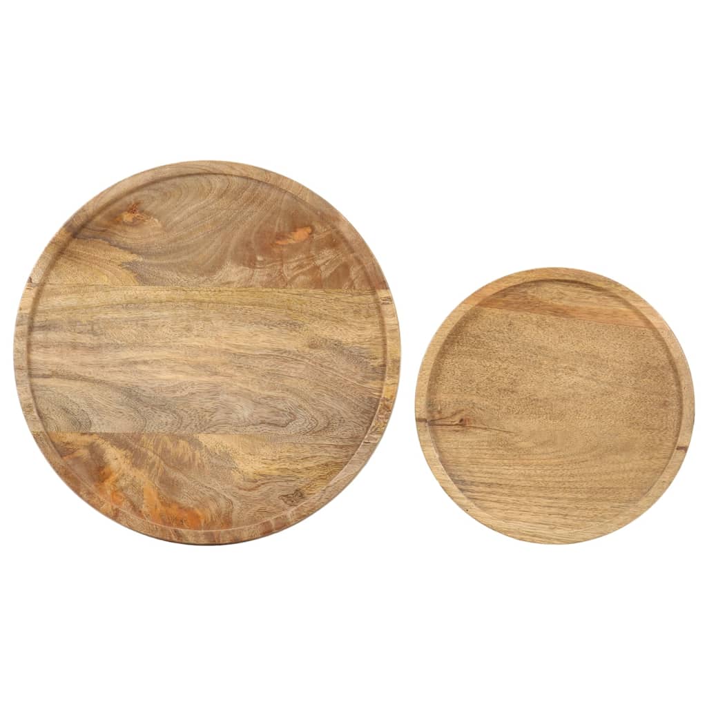 vidaXL 2 Piece Coffee Table Set Solid Mango Wood and Steel-4
