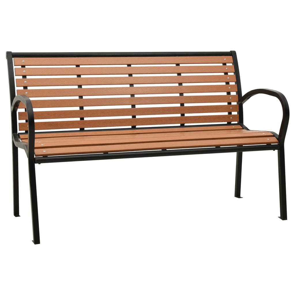 vidaXL Outdoor Patio Bench Garden Park Bench for Backyard Deck Steel and WPC-1