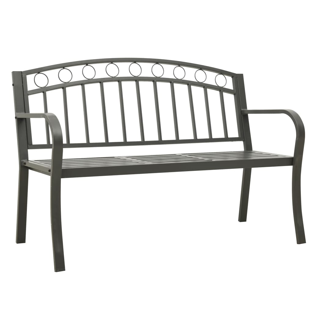 vidaXL Patio Bench with a Table 49.2" Steel Gray-1