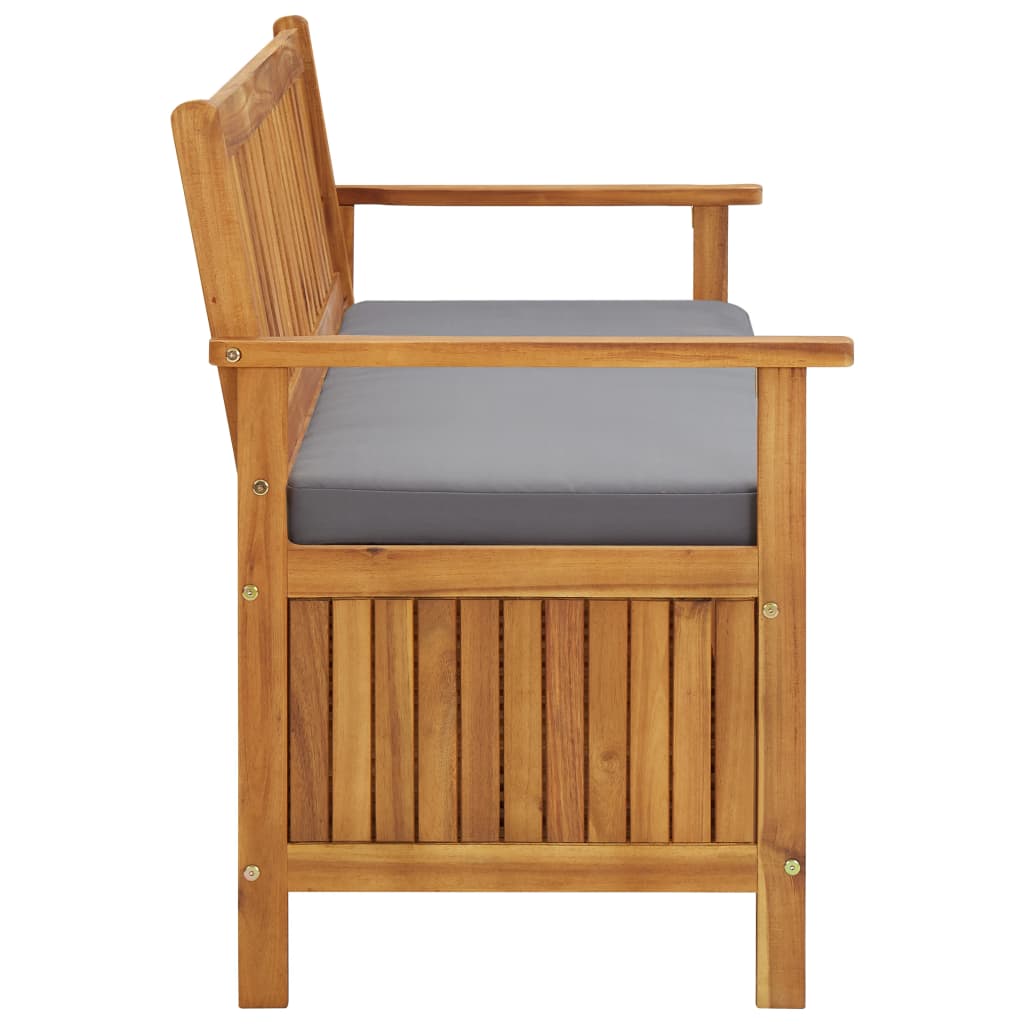 vidaXL Patio Storage Bench with Cushion 58.3" Solid Acacia Wood-1