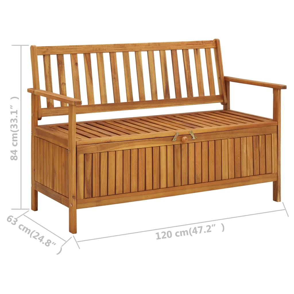 vidaXL Outdoor Storage Bench Deck Box for Patio Furniture Solid Wood Acacia-8