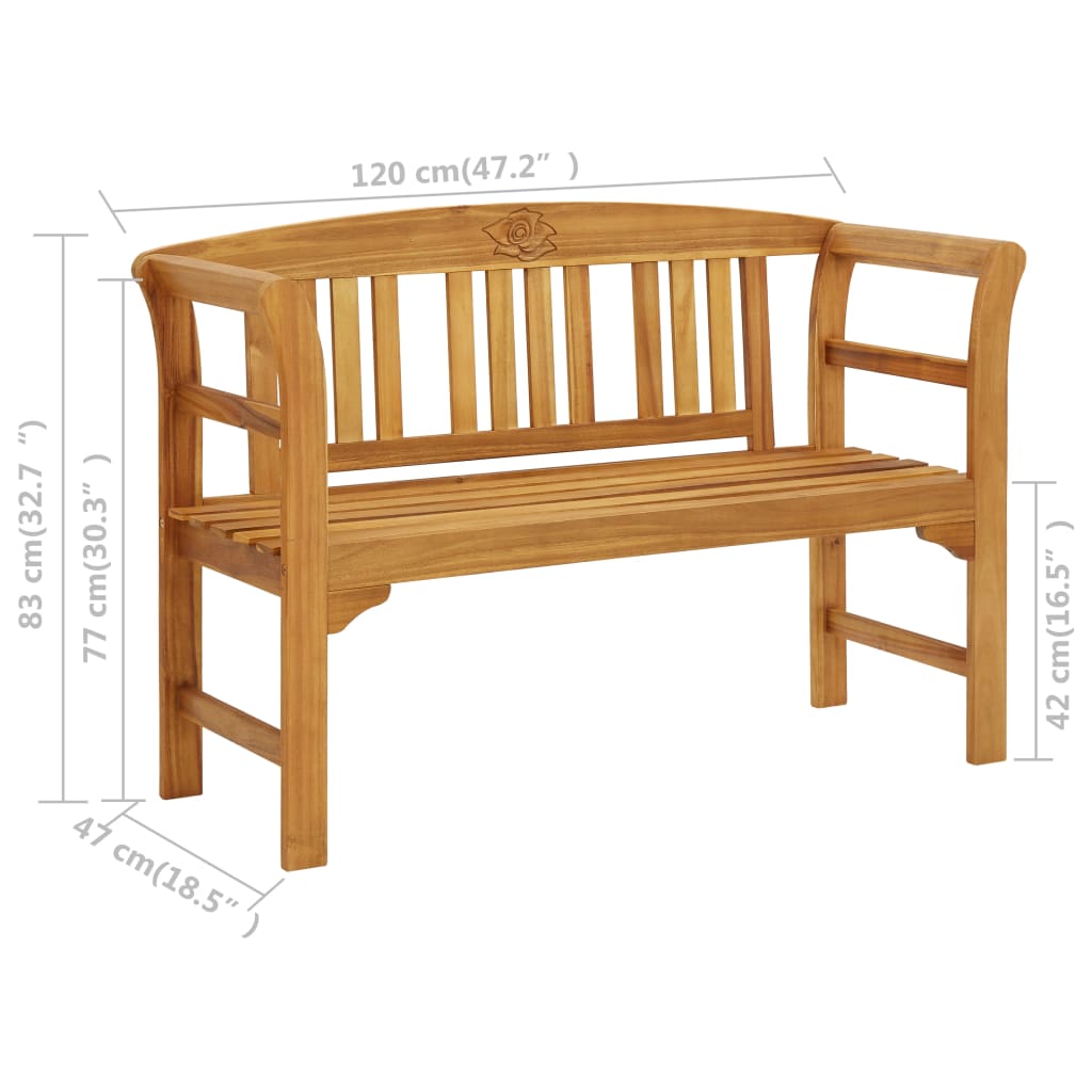 vidaXL Outdoor Patio Bench Garden Park Bench with Armrests Solid Wood Acacia-10