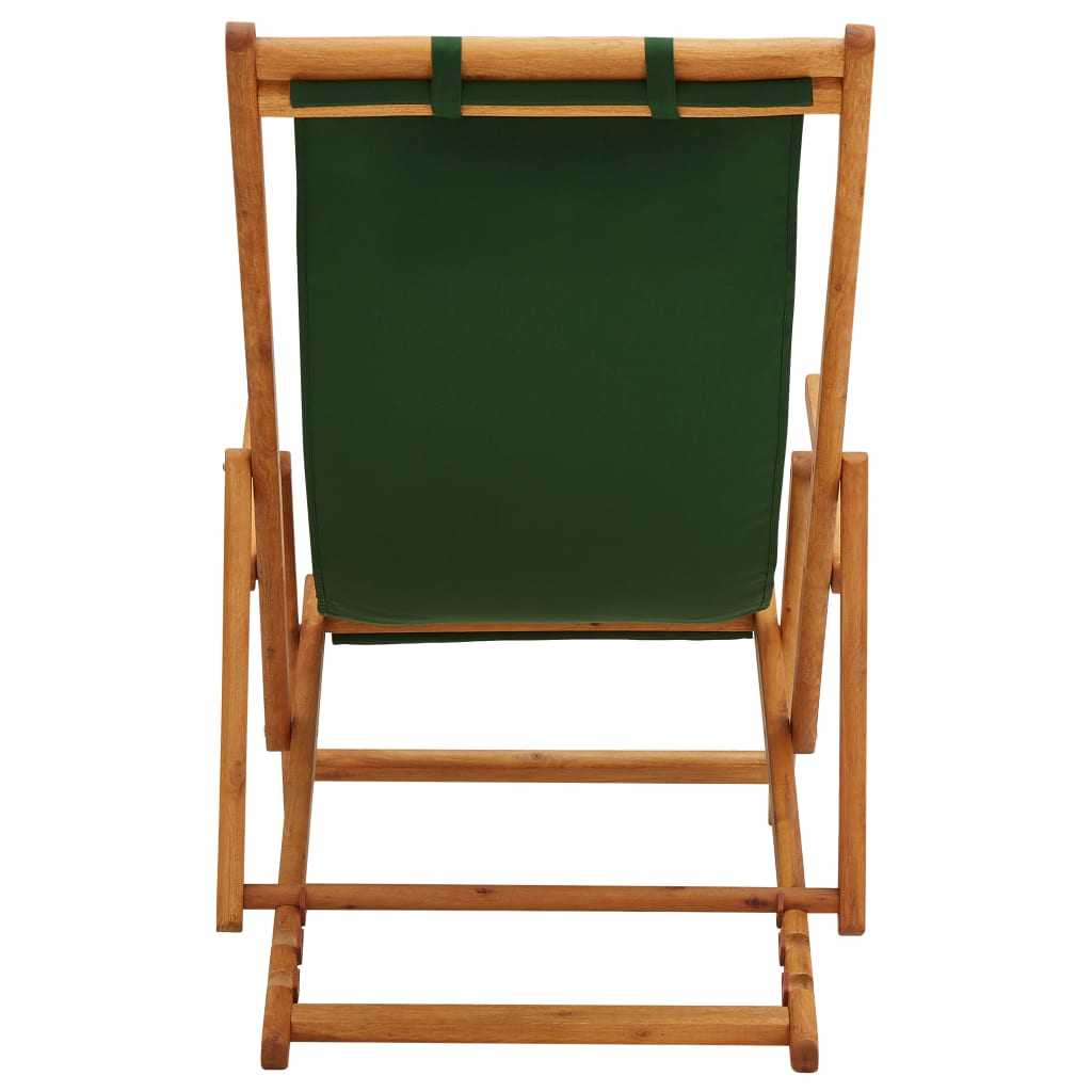 vidaXL Beach Sling Patio Chair Folding Deck Chair Fabric and Wooden Frame-24