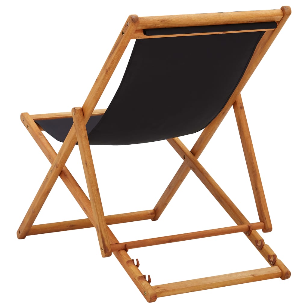 vidaXL Beach Sling Patio Chair Folding Deck Chair Fabric and Wooden Frame-30