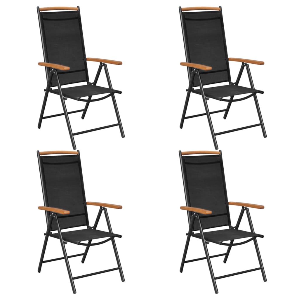 vidaXL Folding Patio Chairs 2 pcs Aluminum and Textilene Black-5