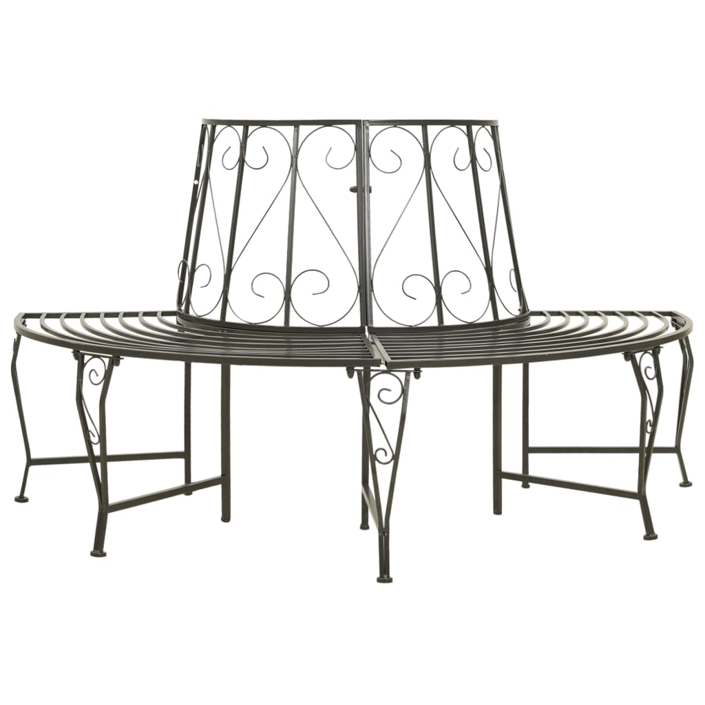 vidaXL Patio Half Round Tree Bench 63" Steel-0