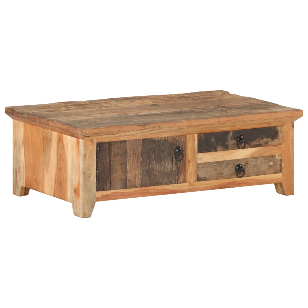 vidaXL Coffee Table 35.4"x19.7"x12.2" Solid Reclaimed Wood-0