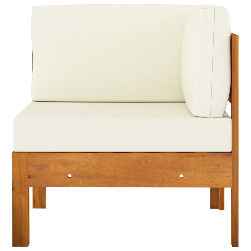 vidaXL 2 Piece Patio Lounge Set with Cream White Cushions Acacia Wood-0