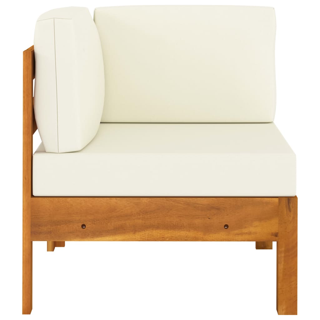 vidaXL 2 Piece Patio Lounge Set with Cream White Cushions Acacia Wood-1