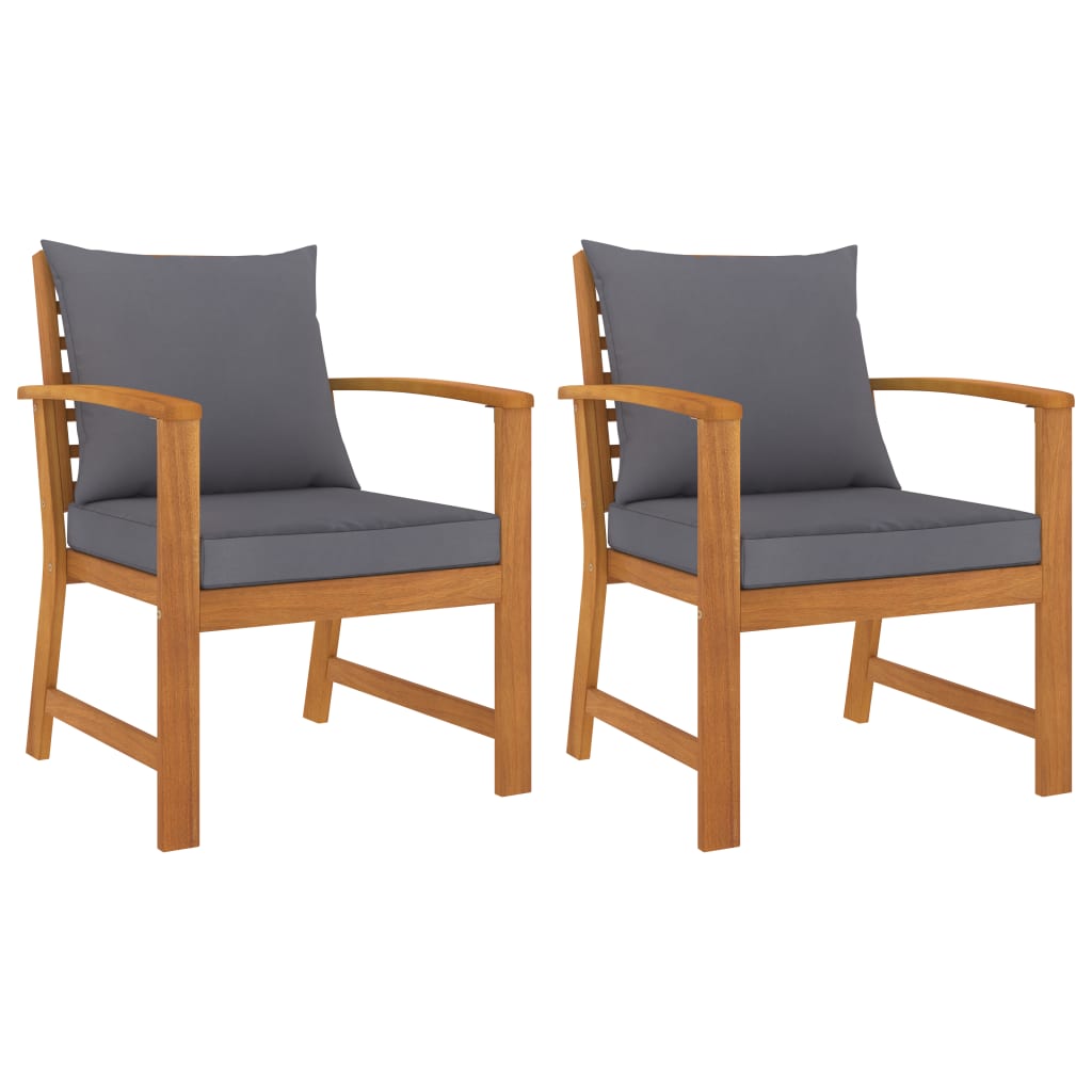 vidaXL Patio Chairs 2 Pcs Outdoor Dining Chair with Cushions Solid Wood Acacia-12