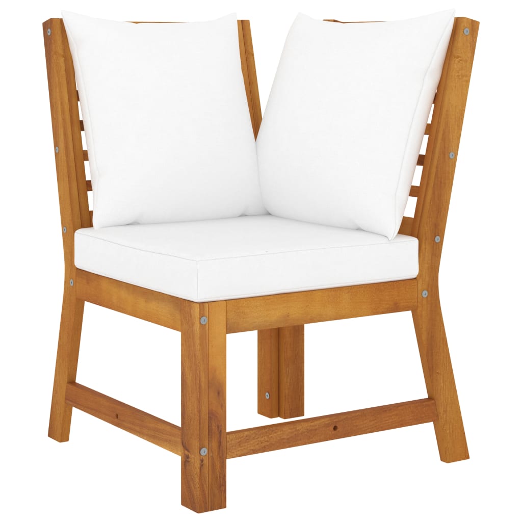 vidaXL 3 Piece Patio Lounge Set with Cream Cushion Solid Acacia Wood-3