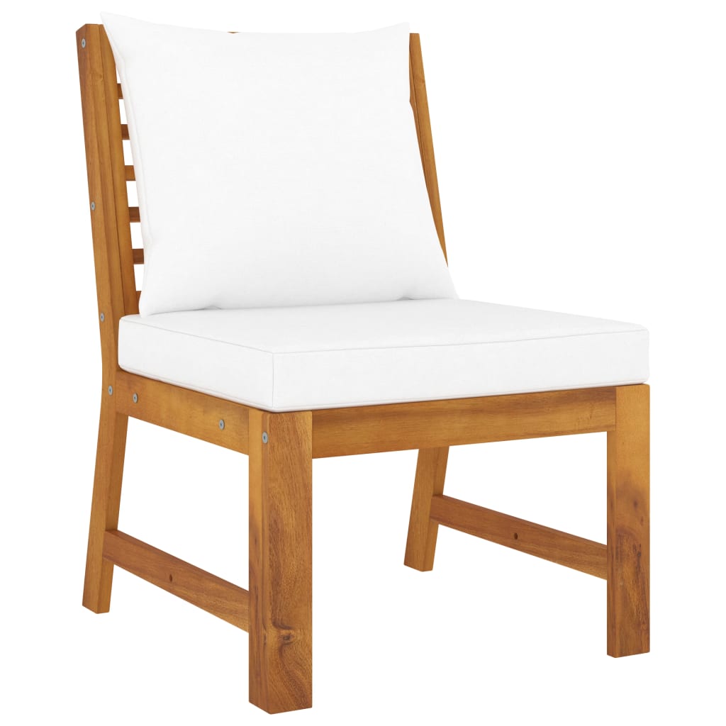 vidaXL 3 Piece Patio Lounge Set with Cream Cushion Solid Acacia Wood-8