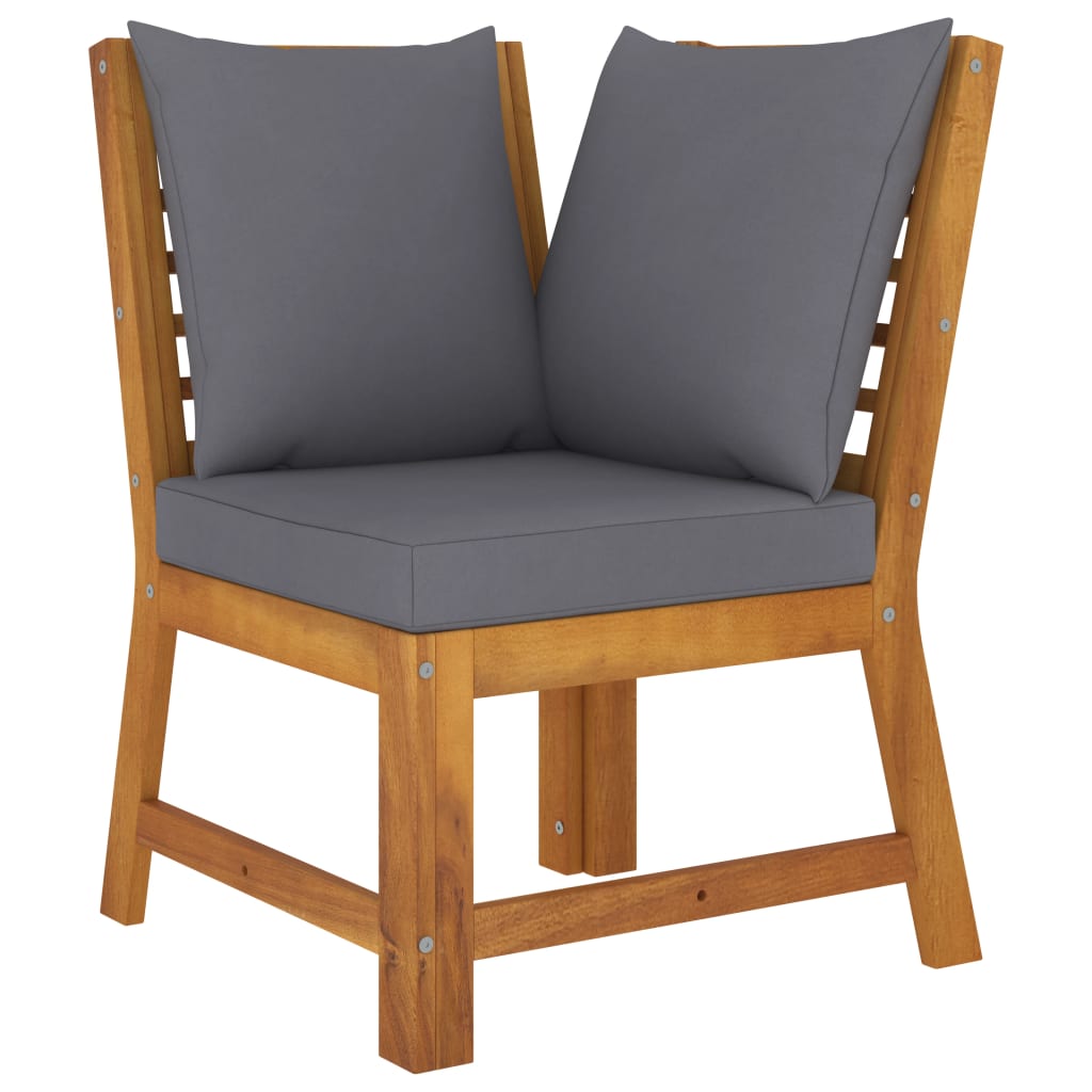 vidaXL 3 Piece Patio Lounge Set with Dark Gray Cushion Solid Acacia Wood-2