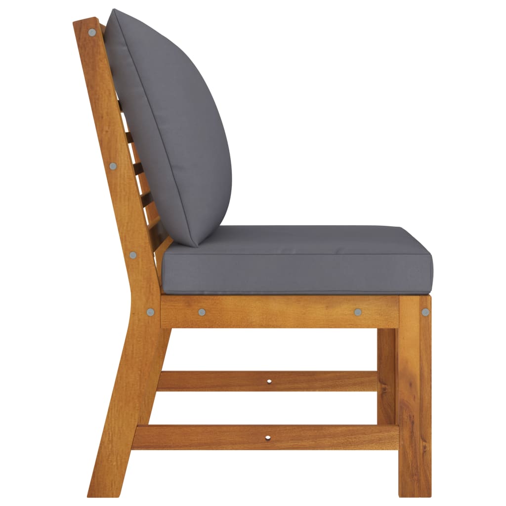 vidaXL 3 Piece Patio Lounge Set with Dark Gray Cushion Solid Acacia Wood-8
