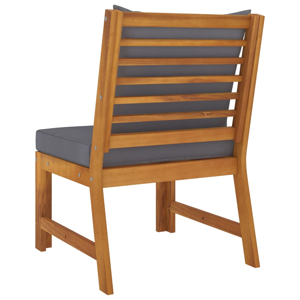 vidaXL 3 Piece Patio Lounge Set with Dark Gray Cushion Solid Acacia Wood-9