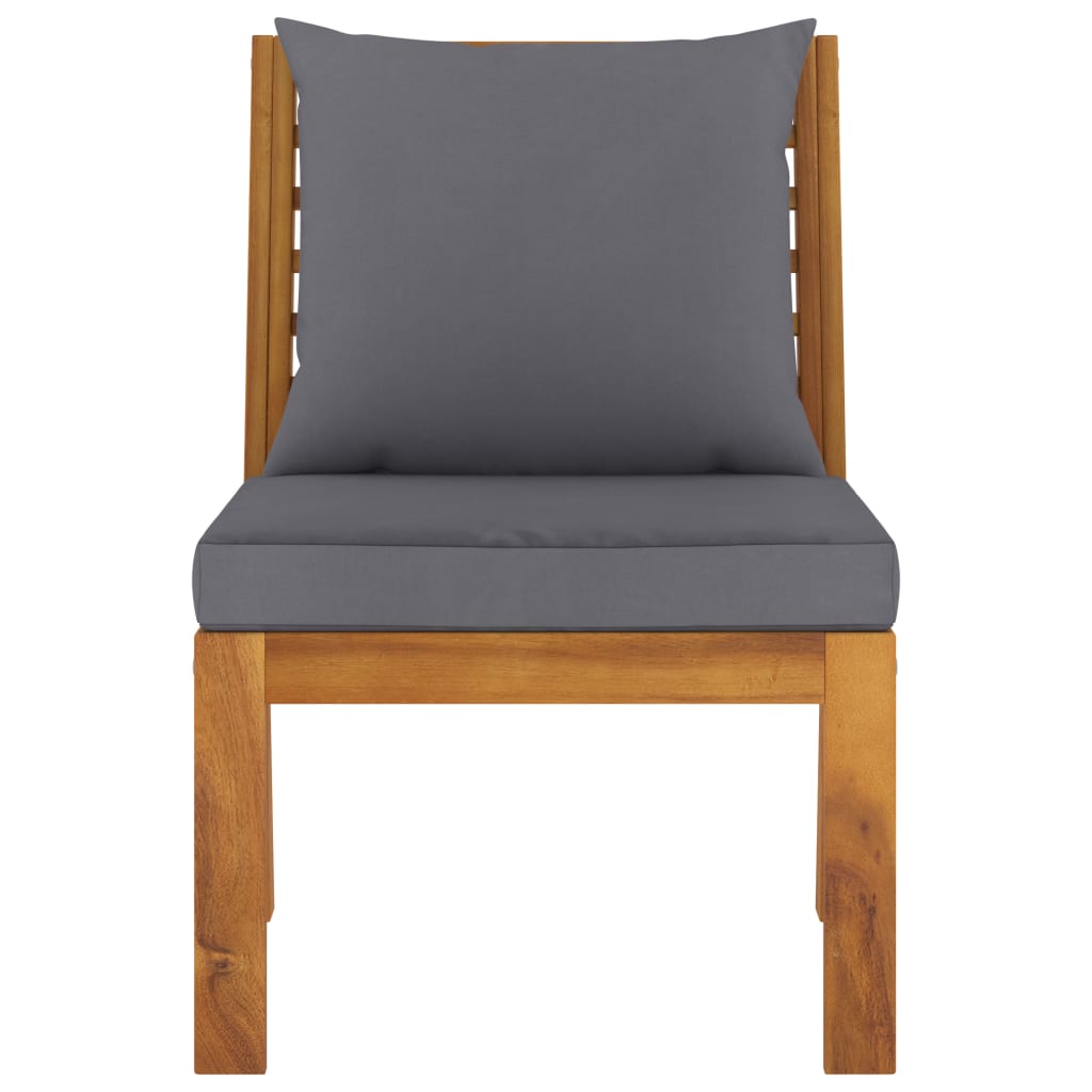 vidaXL Sectional Middle Sofa with Dark Gray Cushion Solid Acacia Wood-1