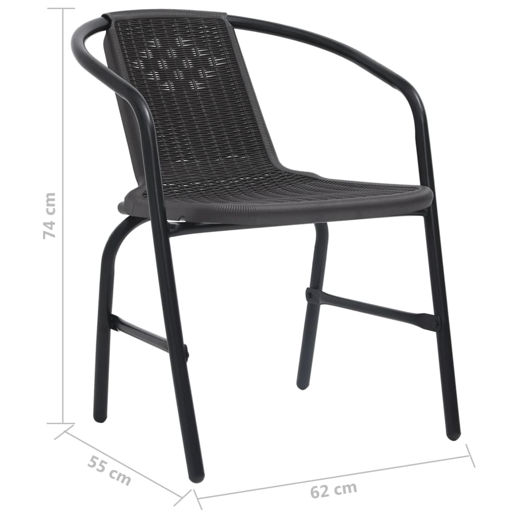 vidaXL Rattan Dining Chairs Stack Chair Plastic Rattan and Steel 242.5 lb-9