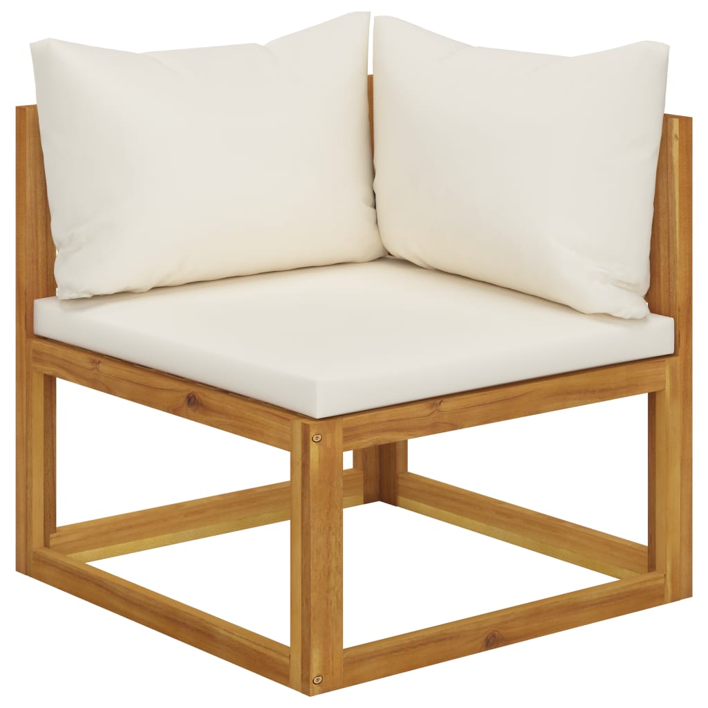vidaXL 2 Piece Sofa Set with Cream White Cushions Solid Acacia Wood-5