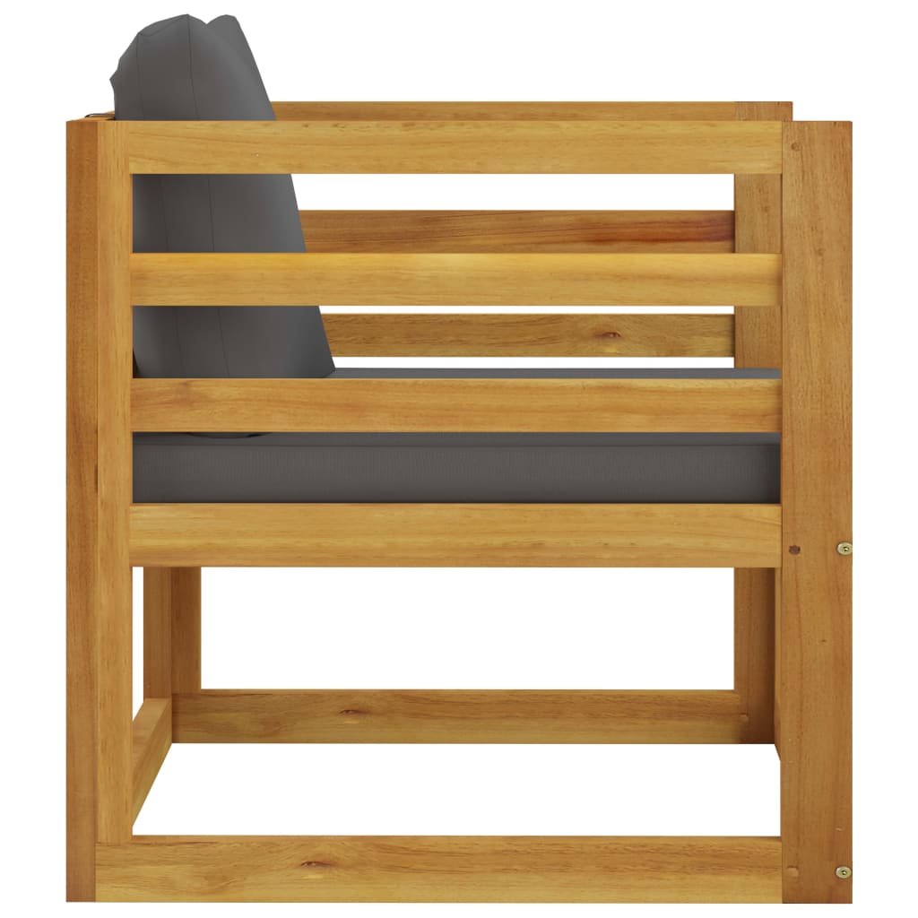 vidaXL Patio Chair with Dark Gray Cushions Solid Acacia Wood-2
