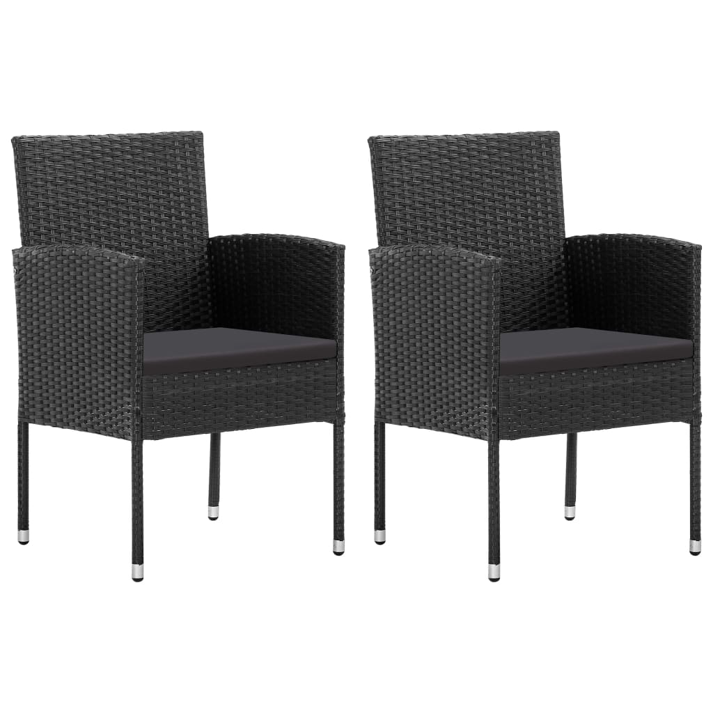 vidaXL Patio Chair 2 Pcs Patio Rattan Dining Chair with Cushions Poly Rattan-0