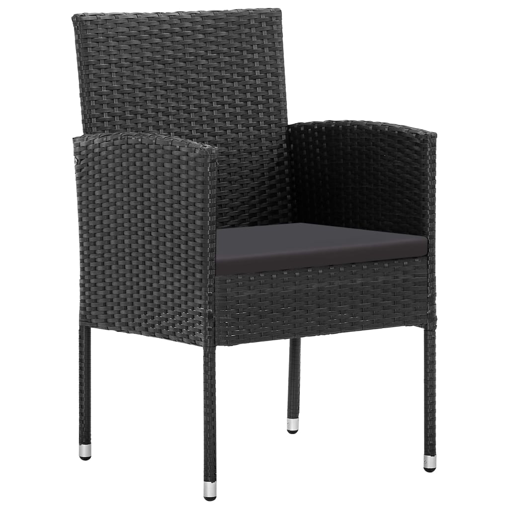 vidaXL Patio Chair 2 Pcs Patio Rattan Dining Chair with Cushions Poly Rattan-3