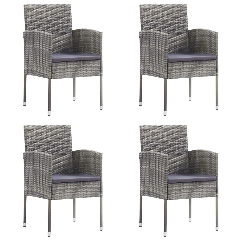 vidaXL Patio Chair 2 Pcs Patio Rattan Dining Chair with Cushions Poly Rattan-14