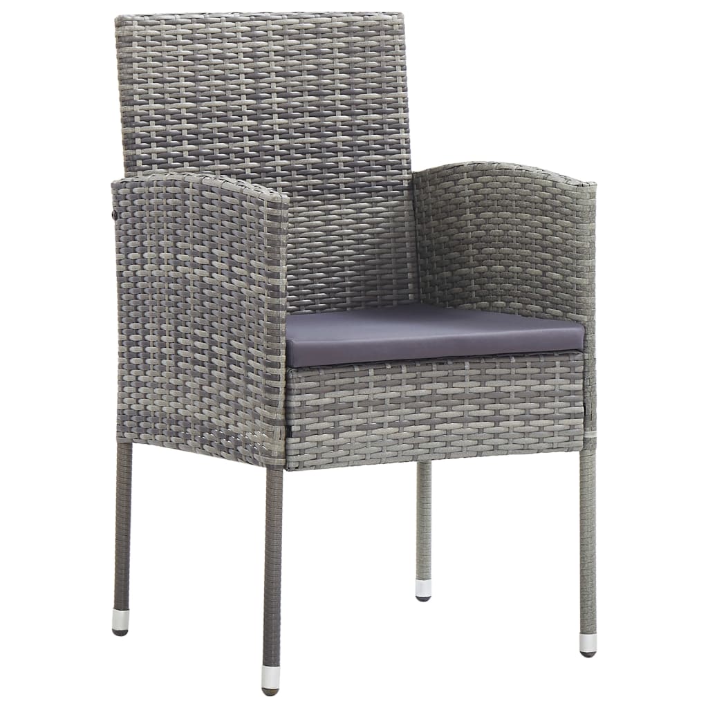 vidaXL Patio Chair 2 Pcs Patio Rattan Dining Chair with Cushions Poly Rattan-18