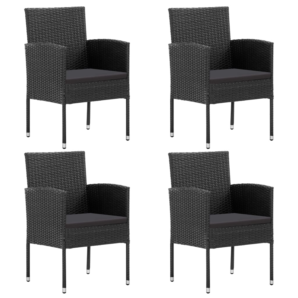 vidaXL Patio Chair 2 Pcs Patio Rattan Dining Chair with Cushions Poly Rattan-15