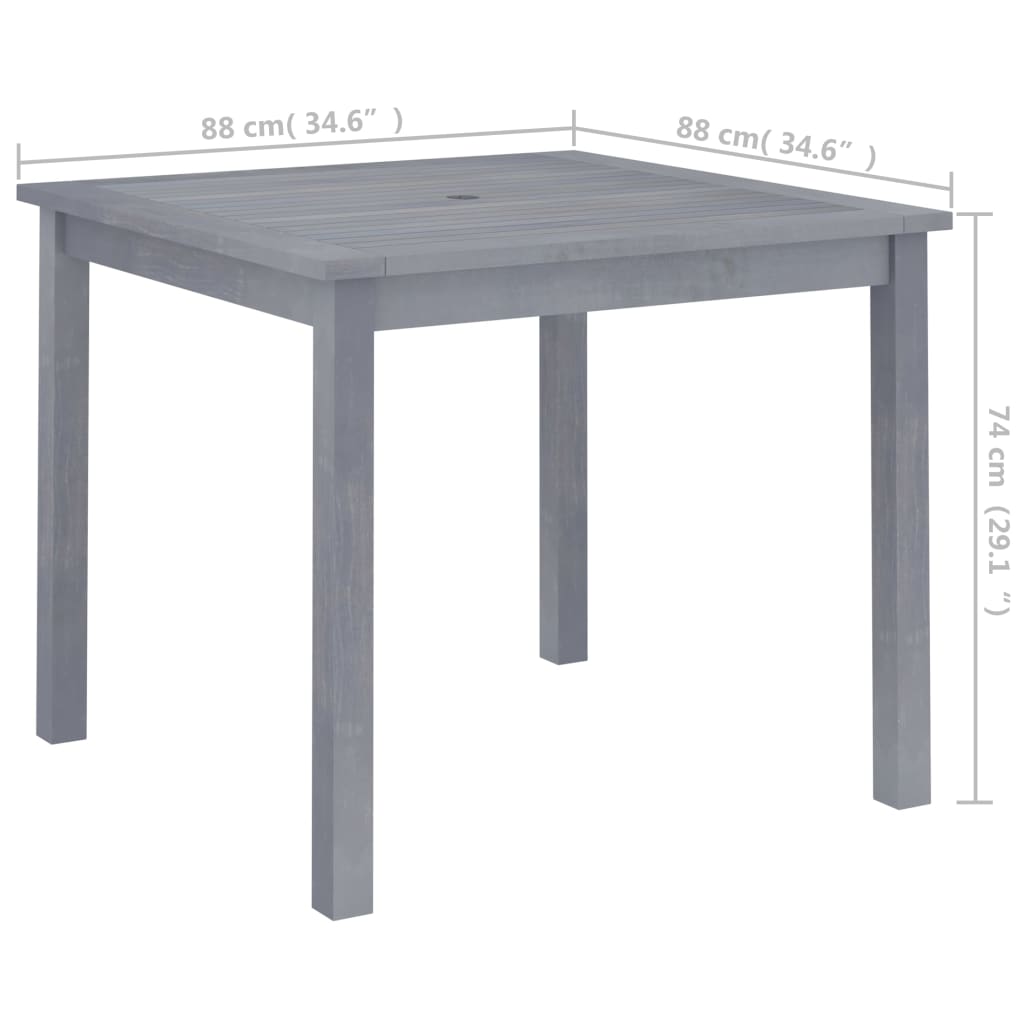 vidaXL Outdoor Dining Table Patio Table with Umbrella Hole Solid Acacia Wood-2