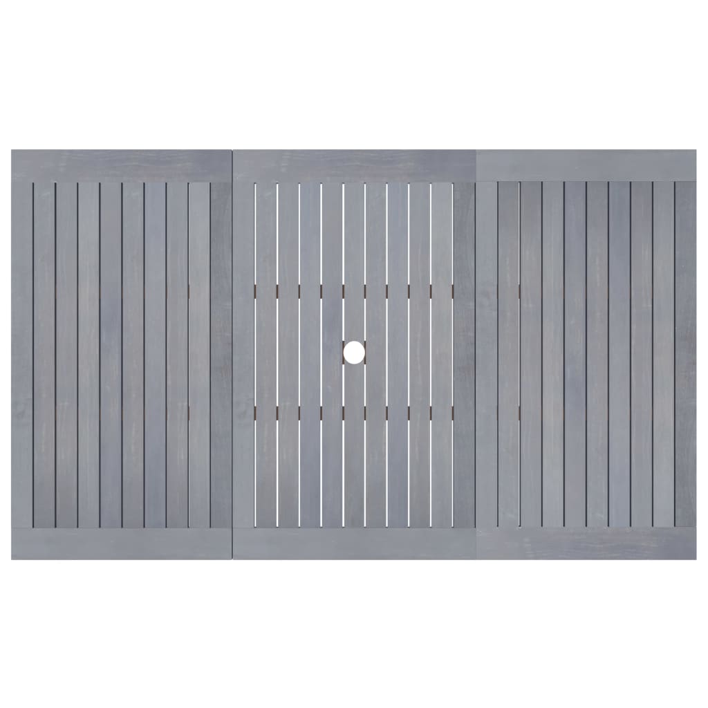 vidaXL Outdoor Dining Table Patio Table with Umbrella Hole Solid Acacia Wood-4