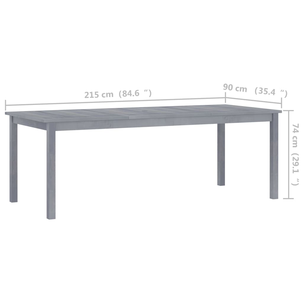 vidaXL Outdoor Dining Table Patio Table with Umbrella Hole Solid Acacia Wood-14
