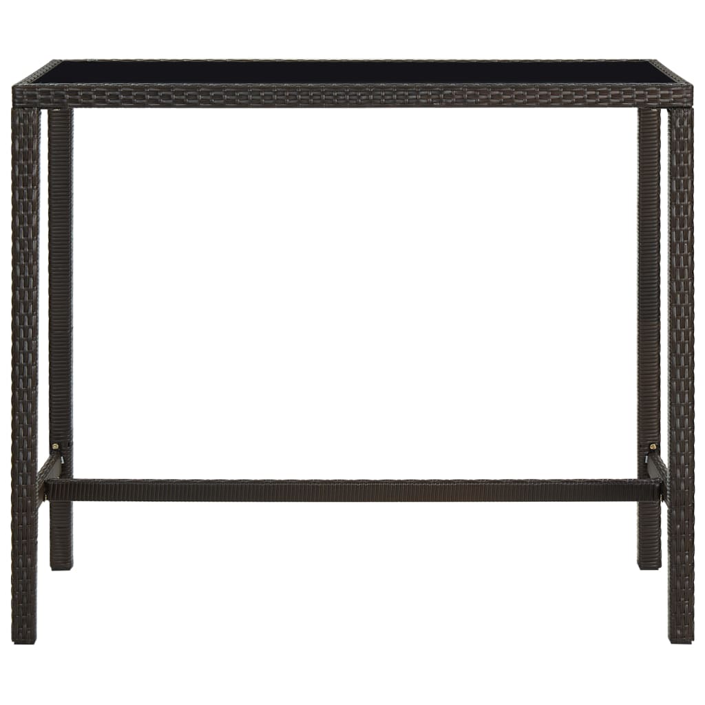 vidaXL Bar Table Outdoor Pub Counter Height Table with Glass Top PE Rattan-0