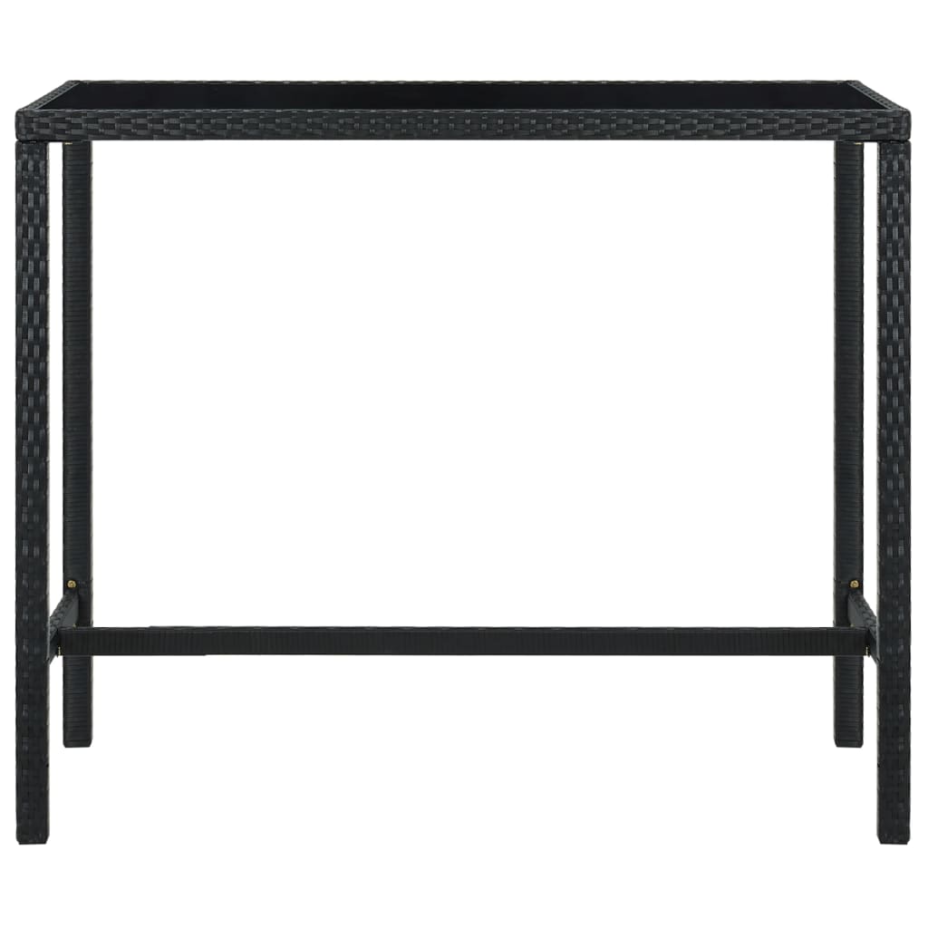 vidaXL Bar Table Outdoor Pub Counter Height Table with Glass Top PE Rattan-10