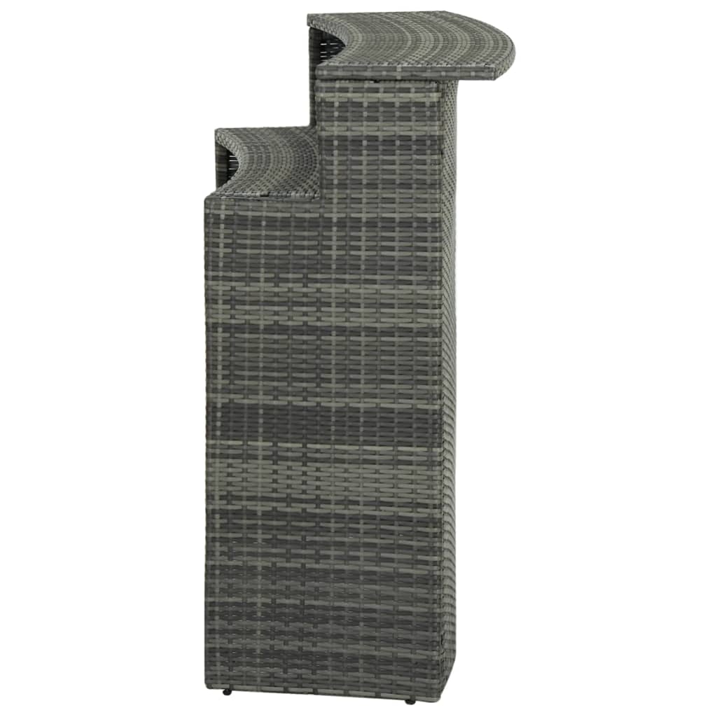 vidaXL Bar Table Outdoor Counter Height Pub Table with 2 Shelves PE Rattan-9