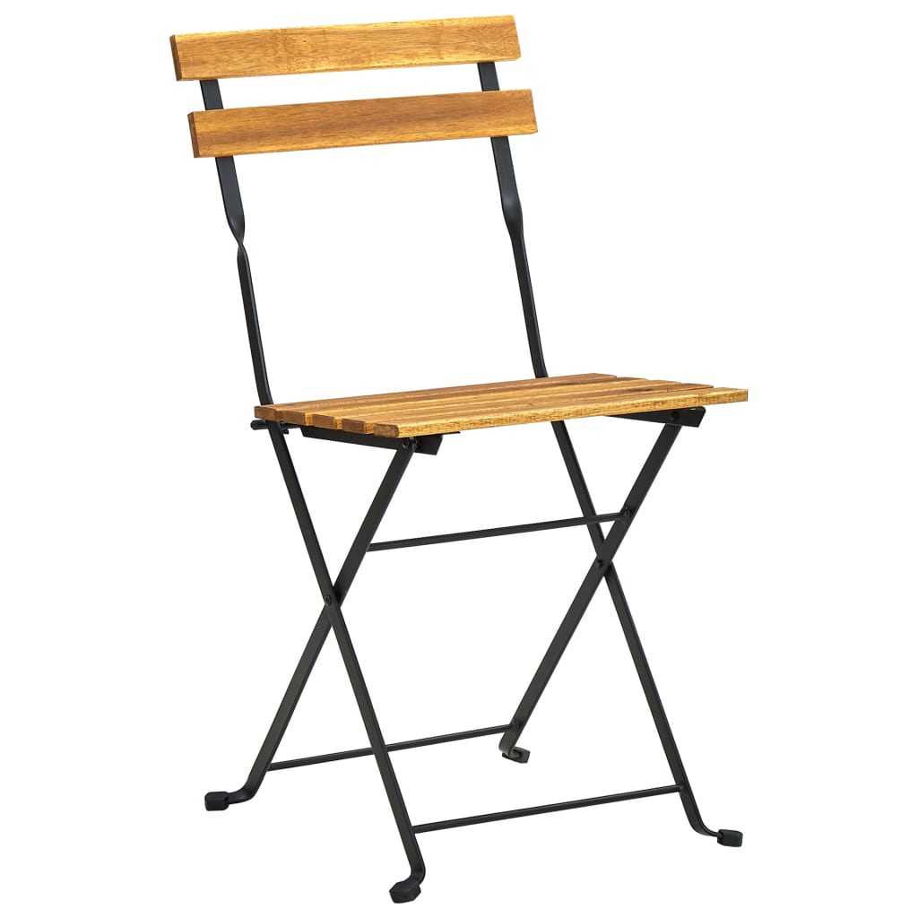 vidaXL Patio Folding Chairs Bistro Foldable Chair Steel and Solid Wood Acacia-60