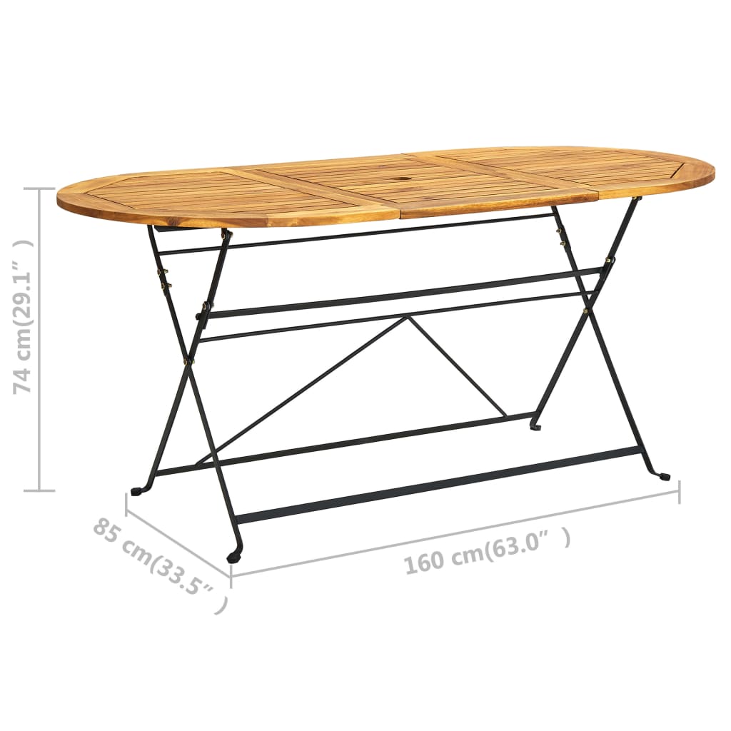 vidaXL Outdoor Dining Table Garden Porch Folding Patio Table Solid Acacia Wood-3