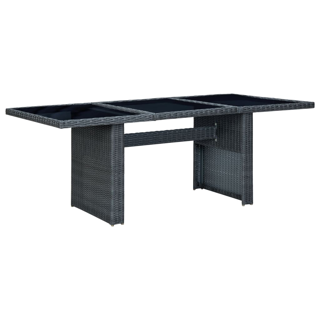 vidaXL Outdoor Dining Table Garden Porch Patio Table with Glass Top PE Rattan-0