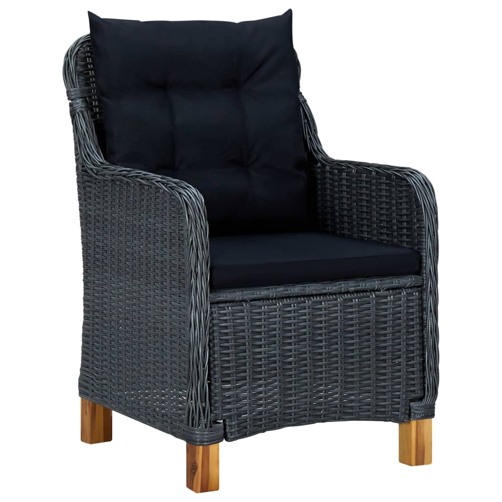 vidaXL Patio Chairs with Cushions 2 pcs Poly Rattan Dark Gray-1