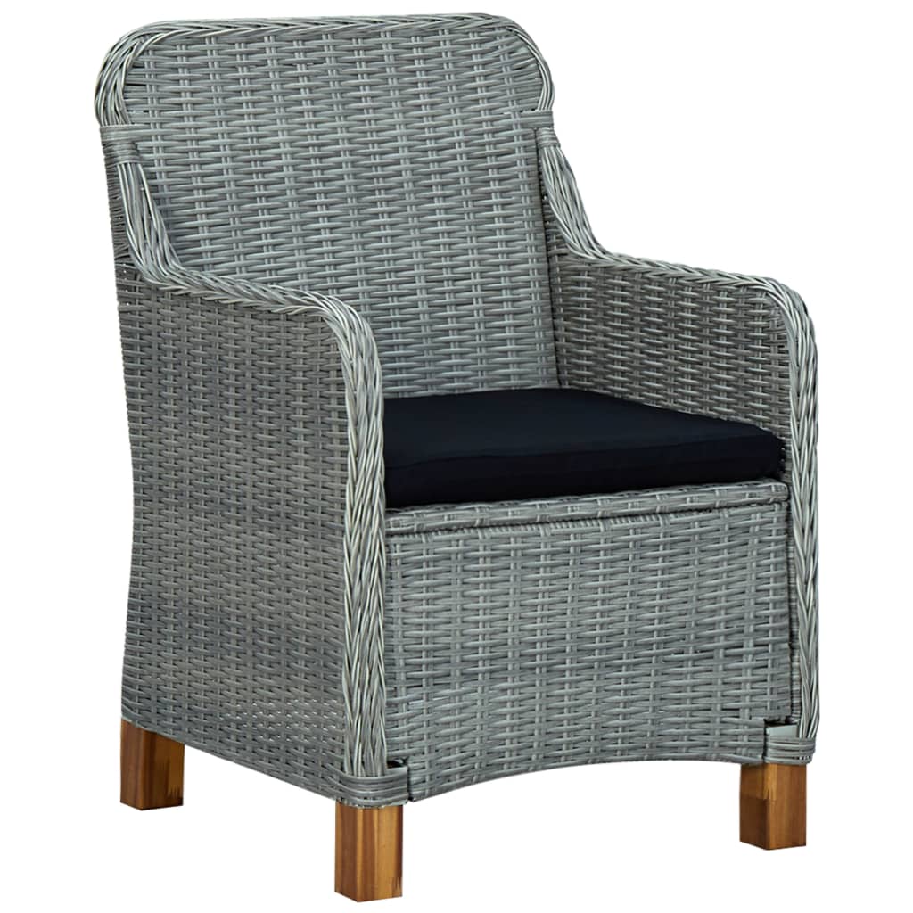 vidaXL Patio Chairs with Cushions 2 pcs Poly Rattan Light Gray-1