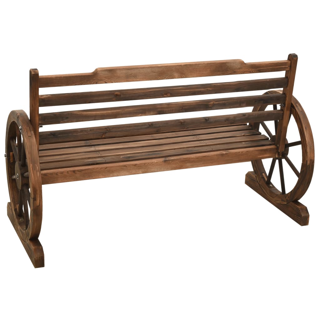 vidaXL Wheel Bench Garden Wooden Wheel Bench with Backrest Solid Wood Fir-9