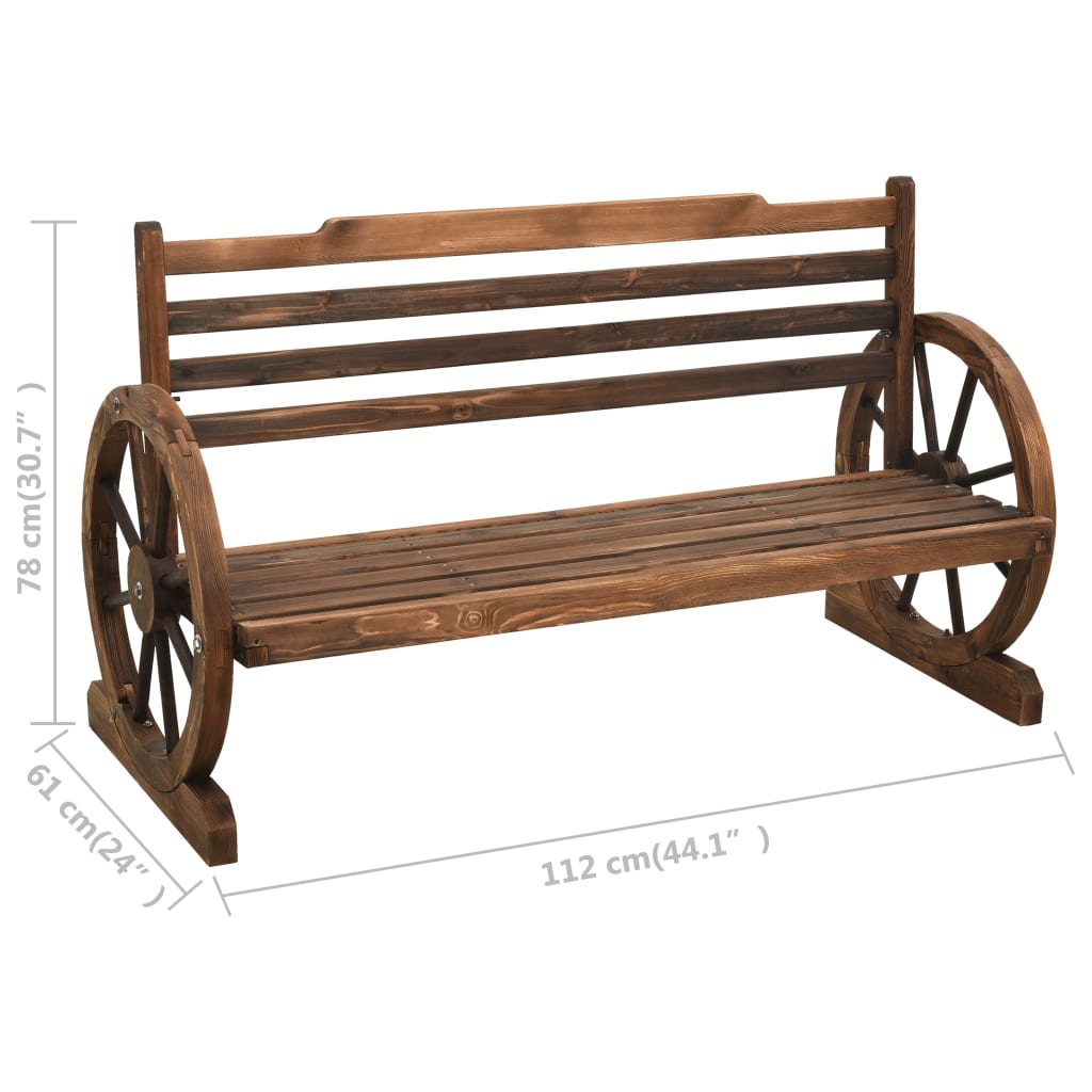 vidaXL Wheel Bench Garden Wooden Wheel Bench with Backrest Solid Wood Fir-6