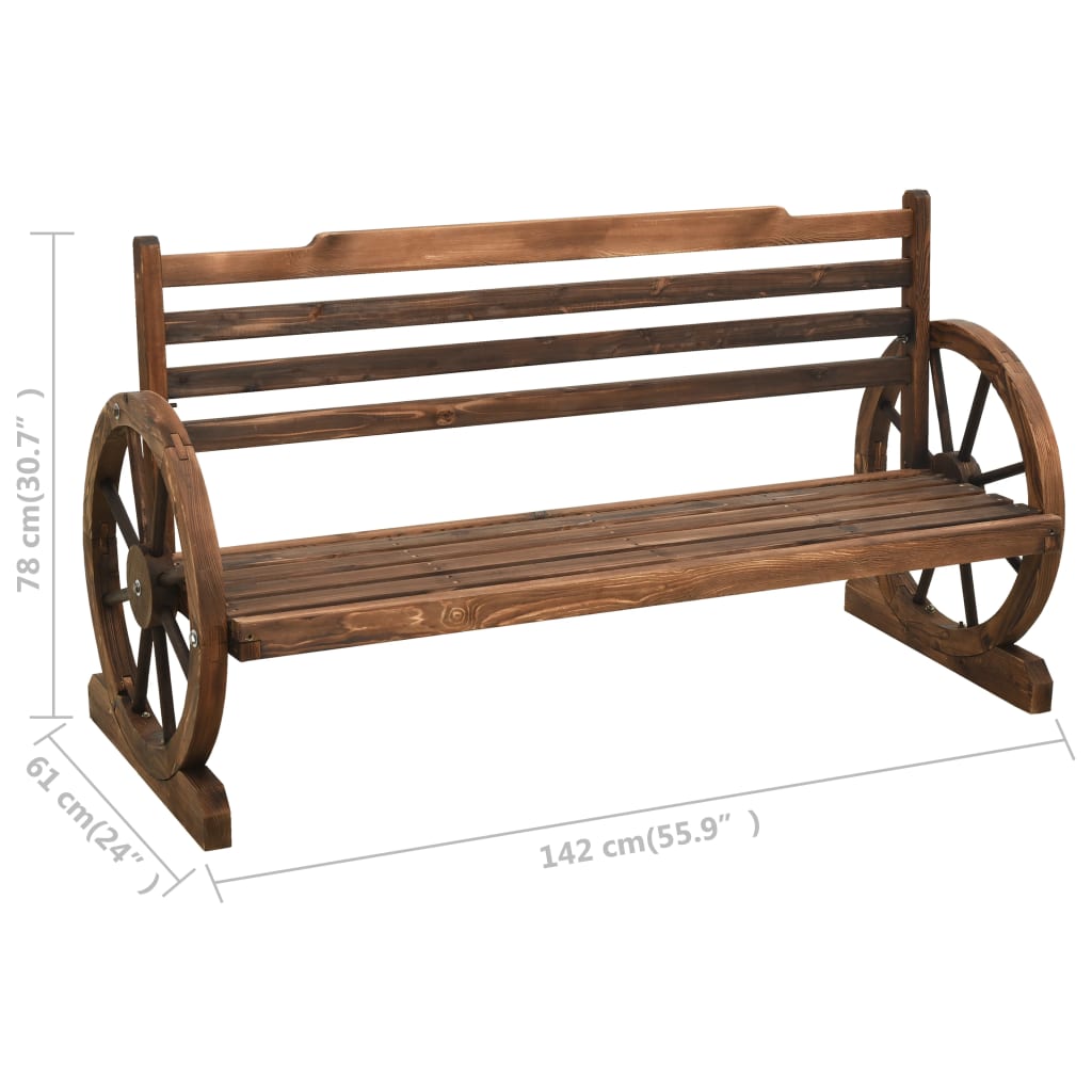 vidaXL Wheel Bench Garden Wooden Wheel Bench with Backrest Solid Wood Fir-8