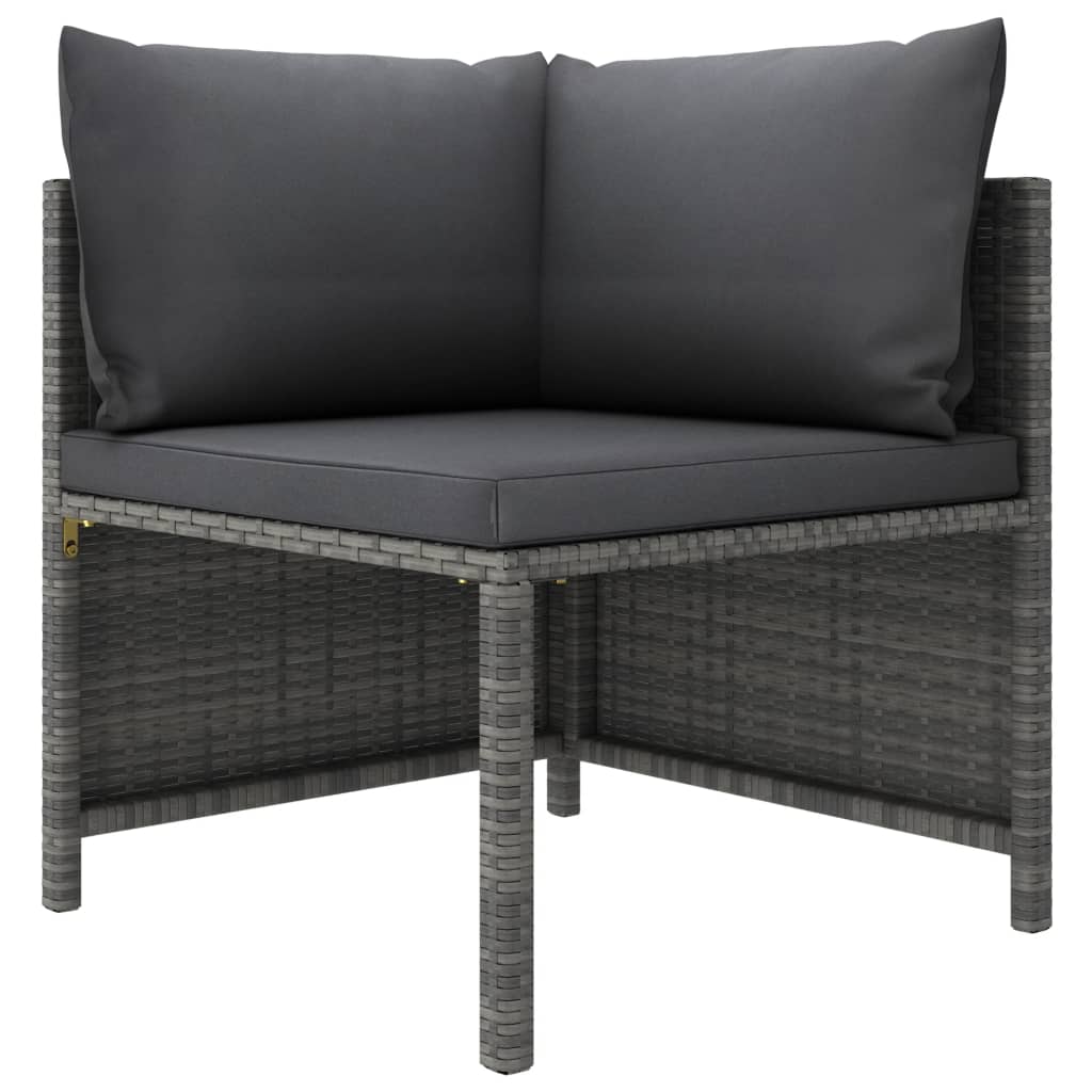 vidaXL 4 Piece Patio Lounge Set with Cushions Poly Rattan Gray-0