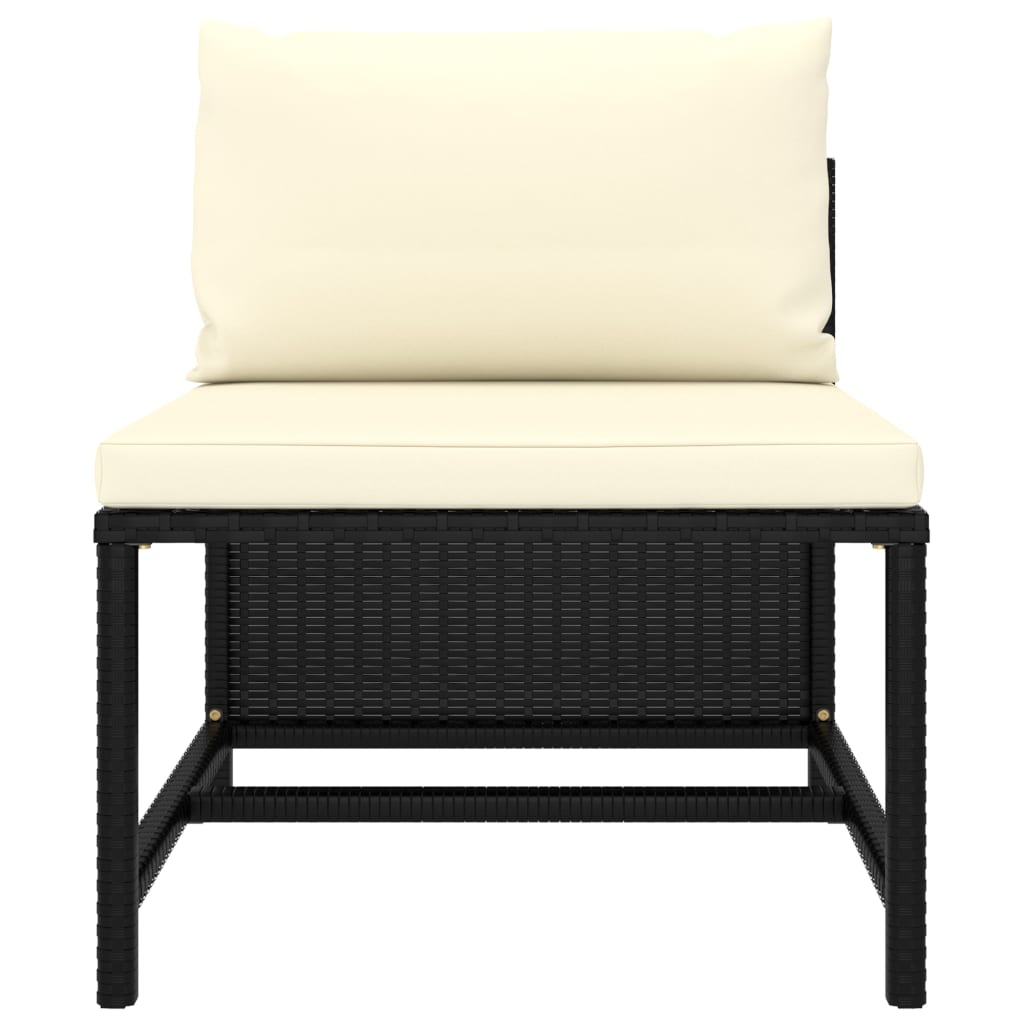 vidaXL 3 Piece Patio Sofa Set with Cushions Black Poly Rattan-2