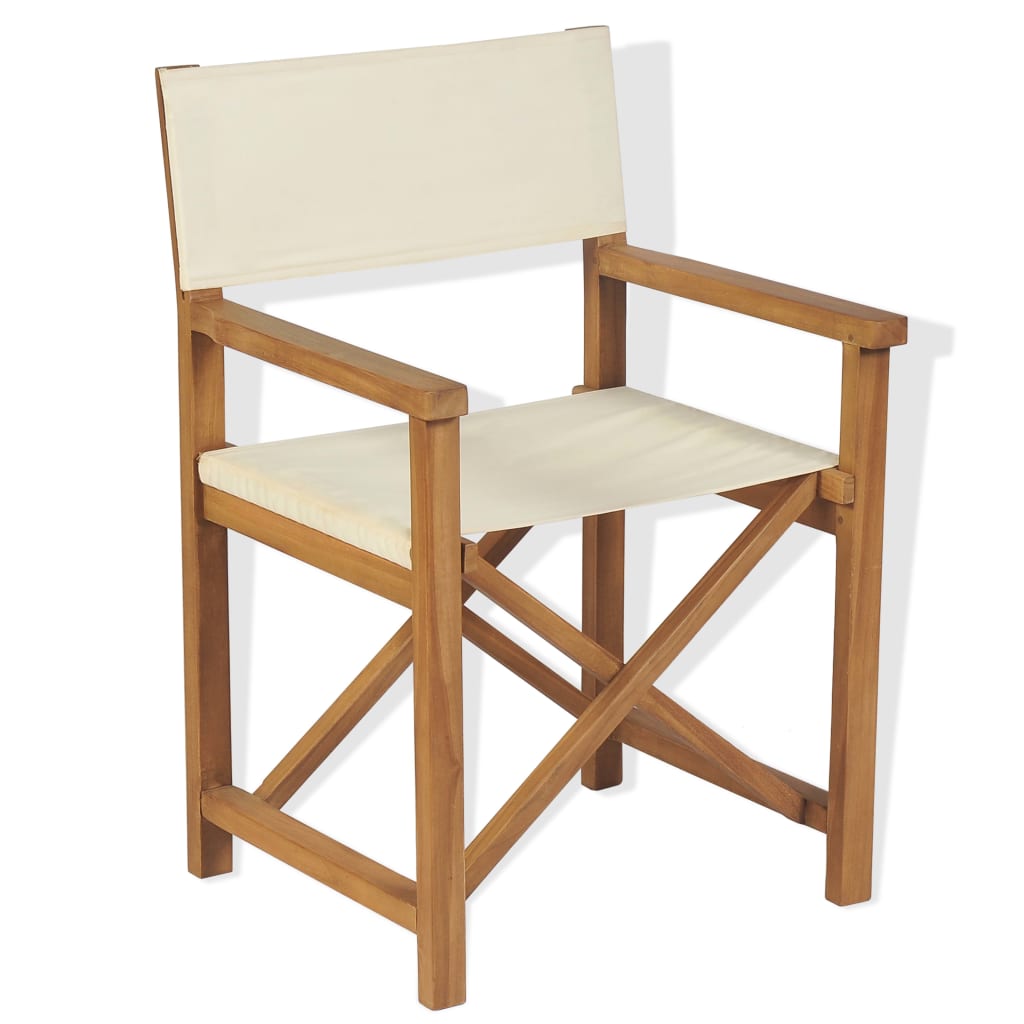 vidaXL Folding Director's Chairs 2 pcs Solid Teak Wood-0