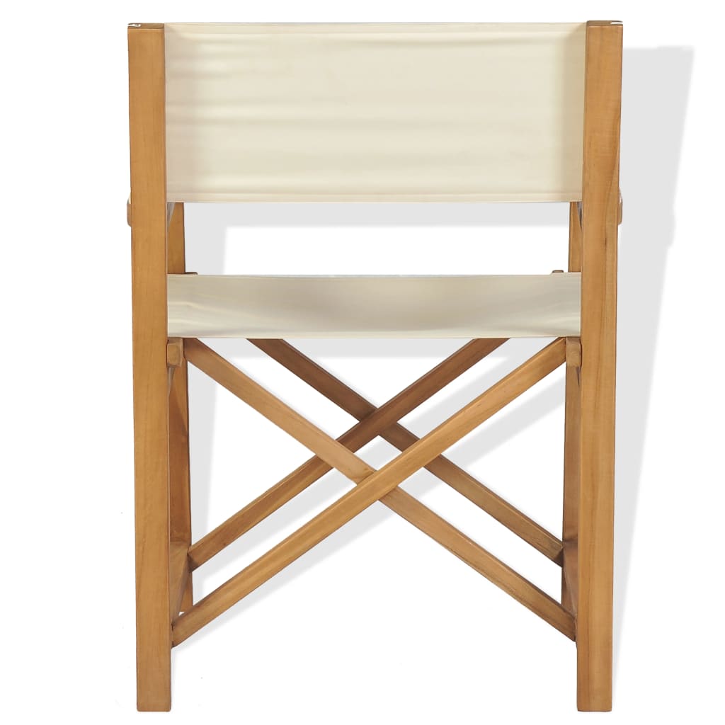 vidaXL Folding Director's Chairs 2 pcs Solid Teak Wood-1