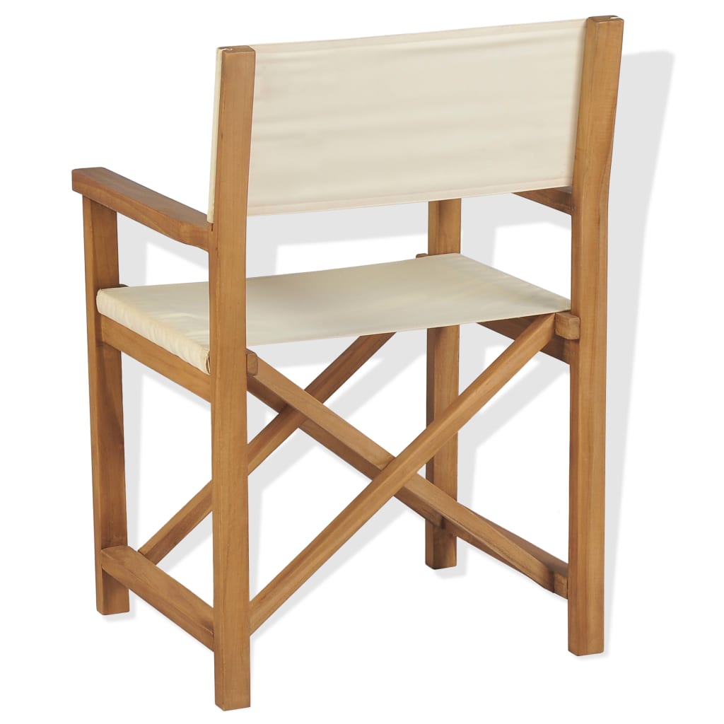 vidaXL Folding Director's Chairs 2 pcs Solid Teak Wood-3