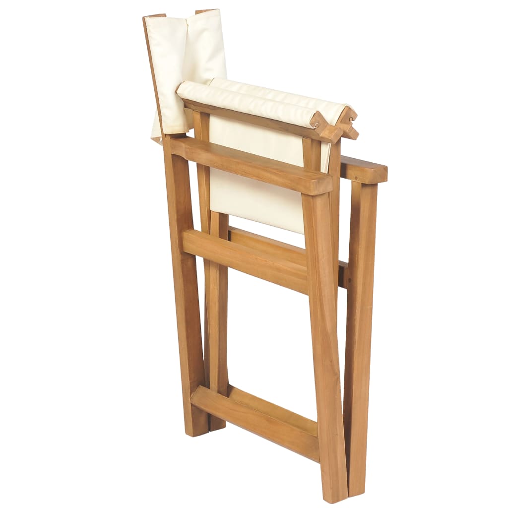 vidaXL Folding Director's Chairs 2 pcs Solid Teak Wood-4