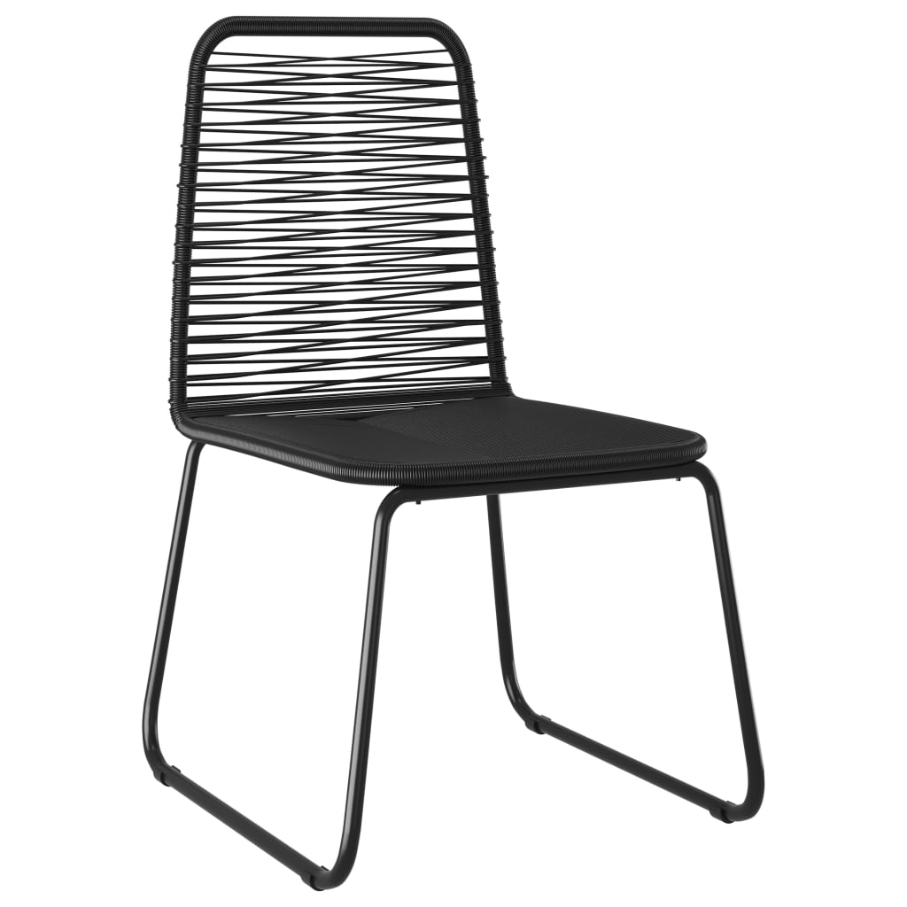 vidaXL Patio Chairs Outdoor Patio Dining Chair with Backrest Poly Rattan Black-4